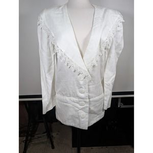 Vintage Scott McClintock White Blazer Top Size 6